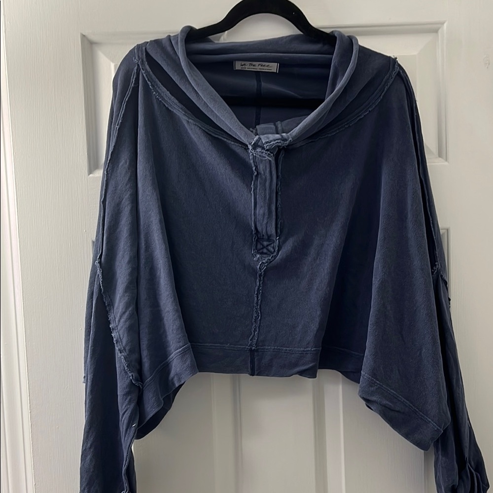 Free People Blue Long-Sleeved Tunic Top